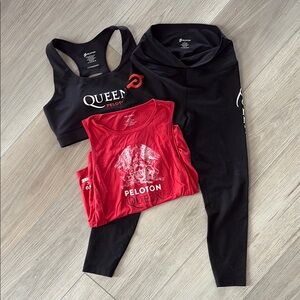 Peloton Queen Black and Red Activewear Set Medium & Large